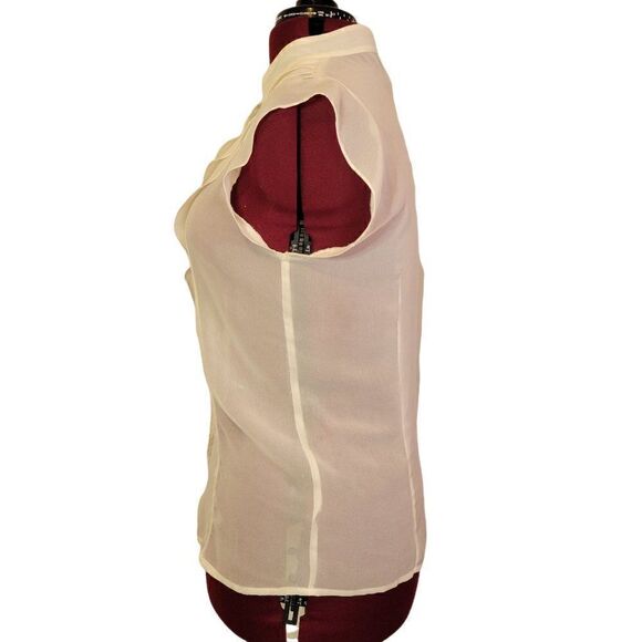 Ann Taylor White Sheer Ruffle Front Blouse (Size 12) - Picture 3 of 9